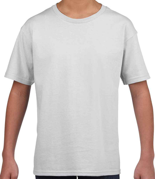 YourOwnPrint Special - Gildan SoftStyle Youth T-Shirt - GD01B (64000B) - Breast Print OFFER in WHITE