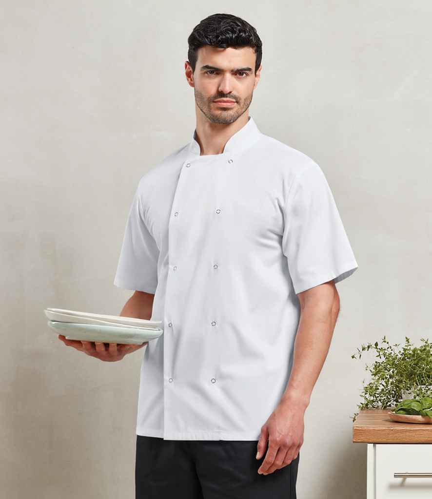 Premier Unisex Short Sleeve Stud Front Chef's Jacket - PR664 - Original